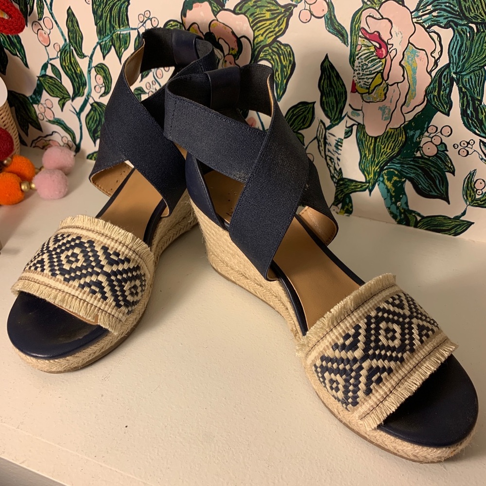 Tommy Hilfiger navy and raffia espadrilles